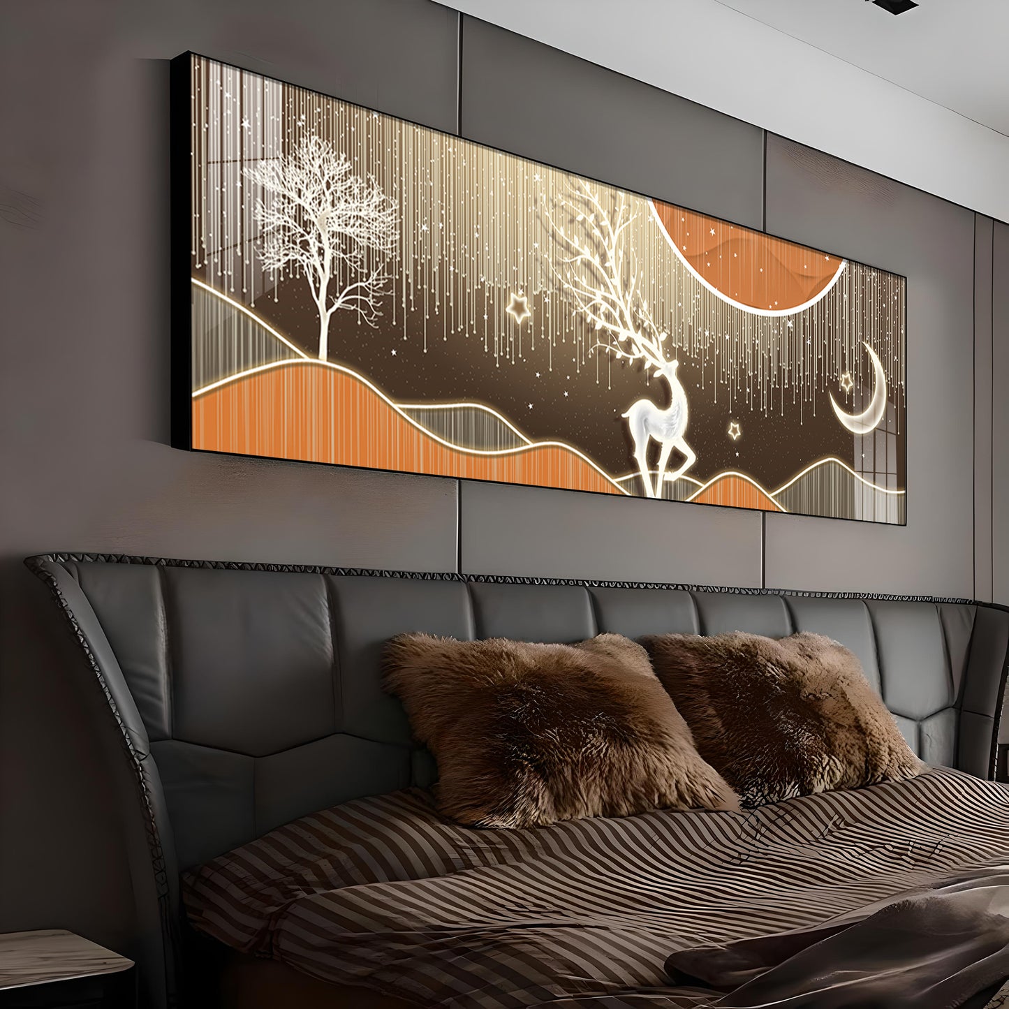 Deer In Serene Snowy Sentinel Premium Acrylic Horizontal Wall Art