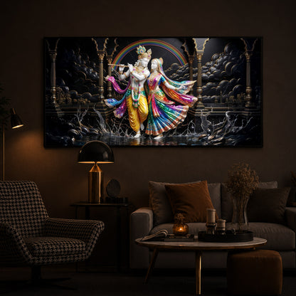 Eternal Radha & Krishna Modern Luxury Backlight Horizontal Wall Art