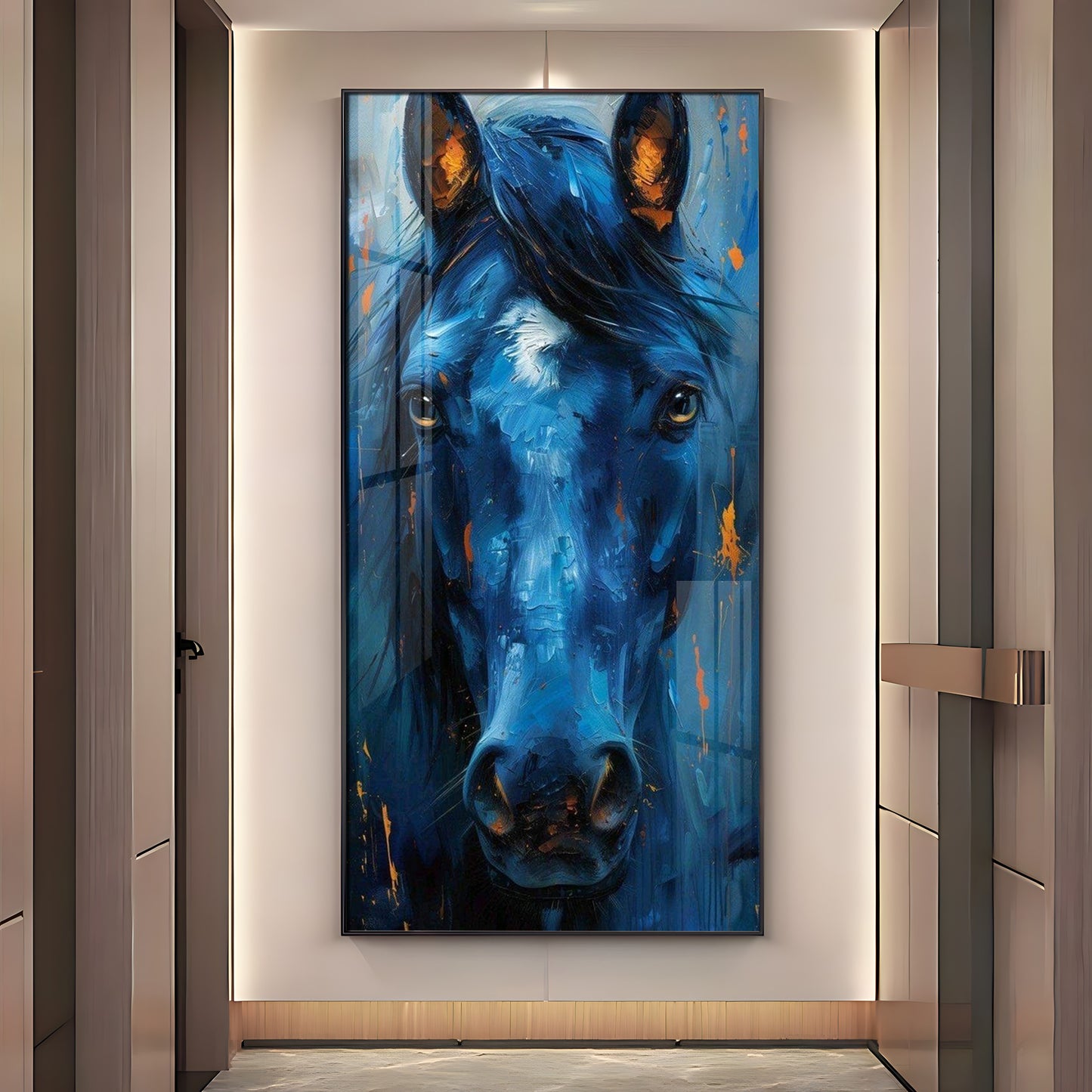 Blue Horse Premium Acrylic Vertical Wall Art