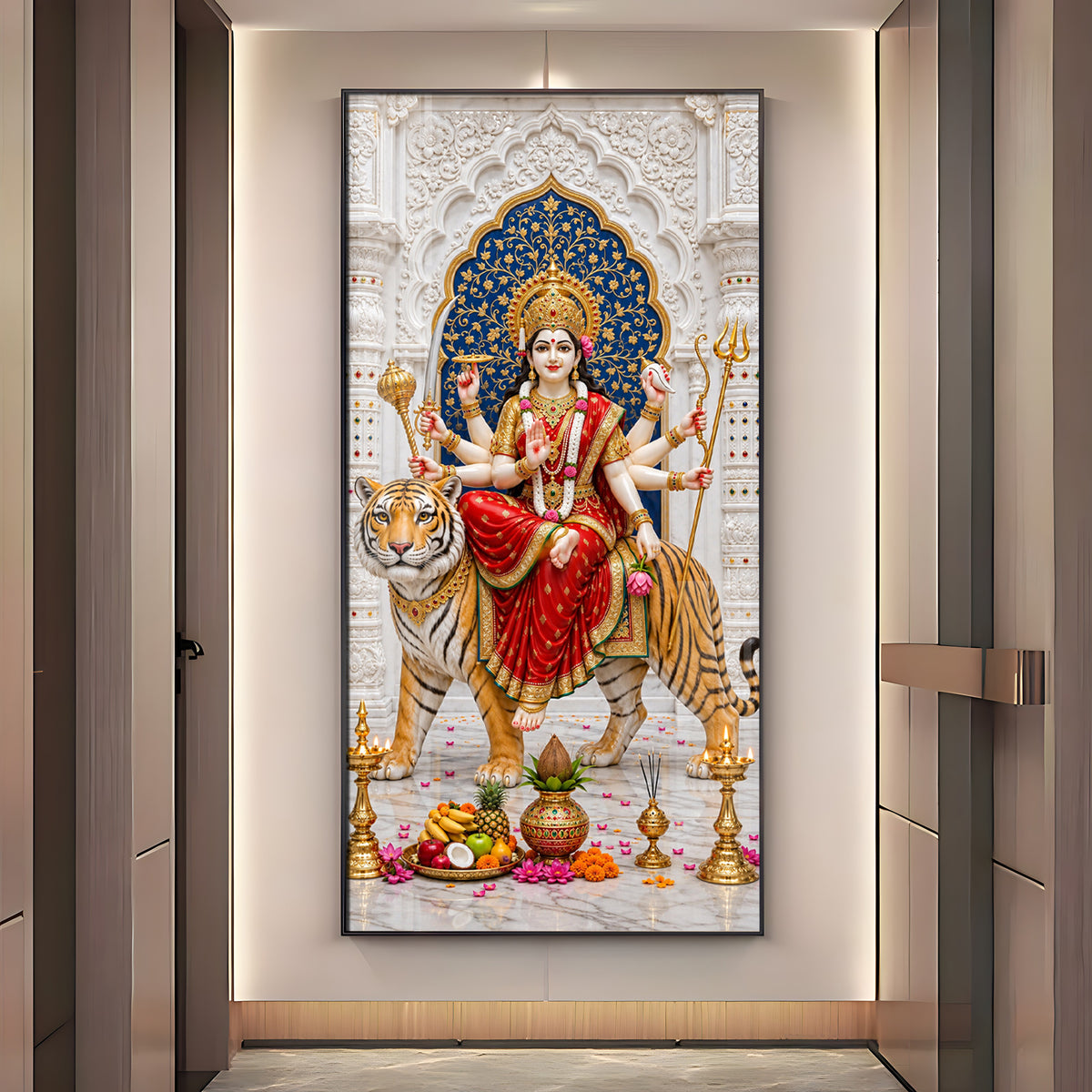 Elegant Durga Mata Premium Acrylic Vertical Wall Art