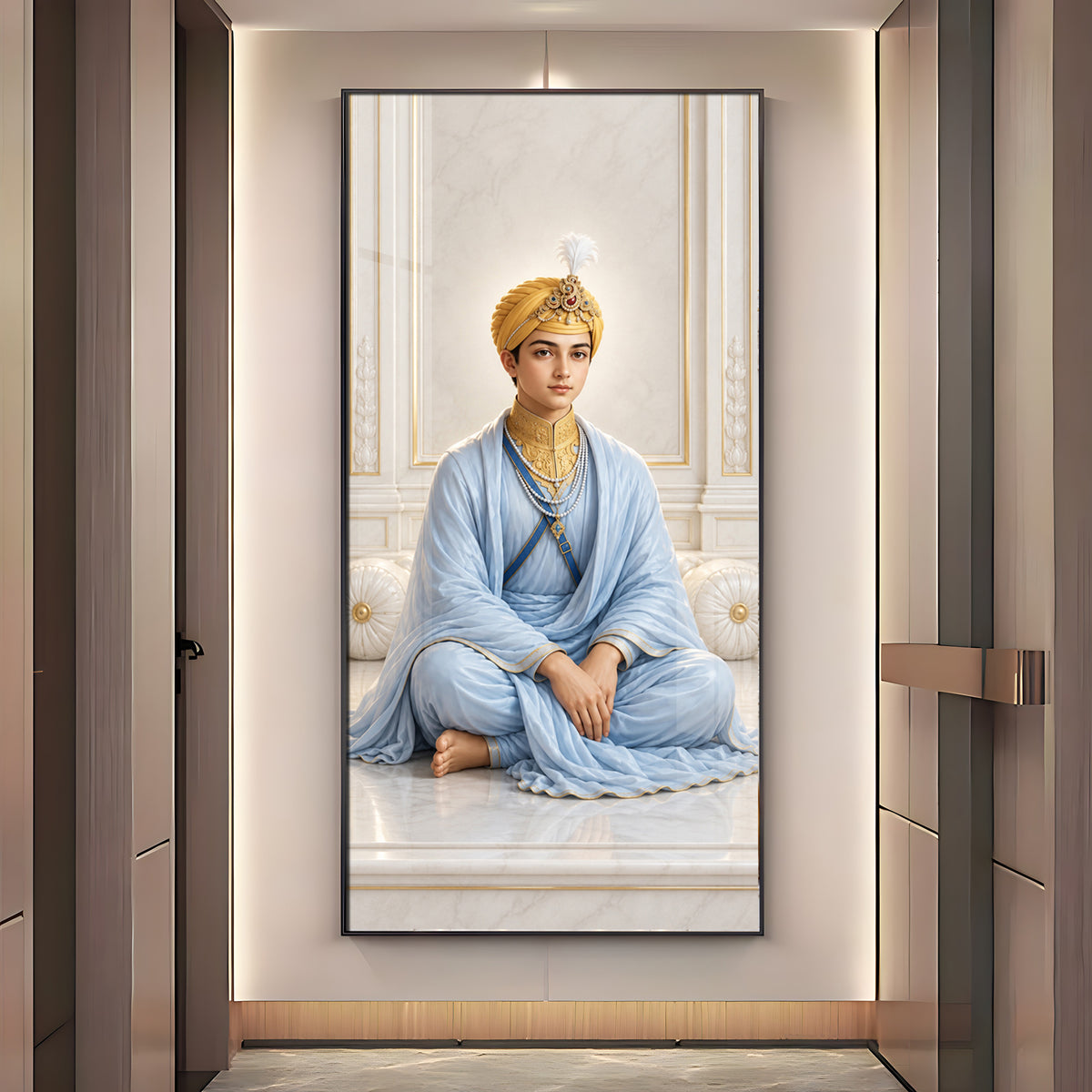 Divine Guru Harkrishan Sahib Premium Acrylic Vertical Wall Art