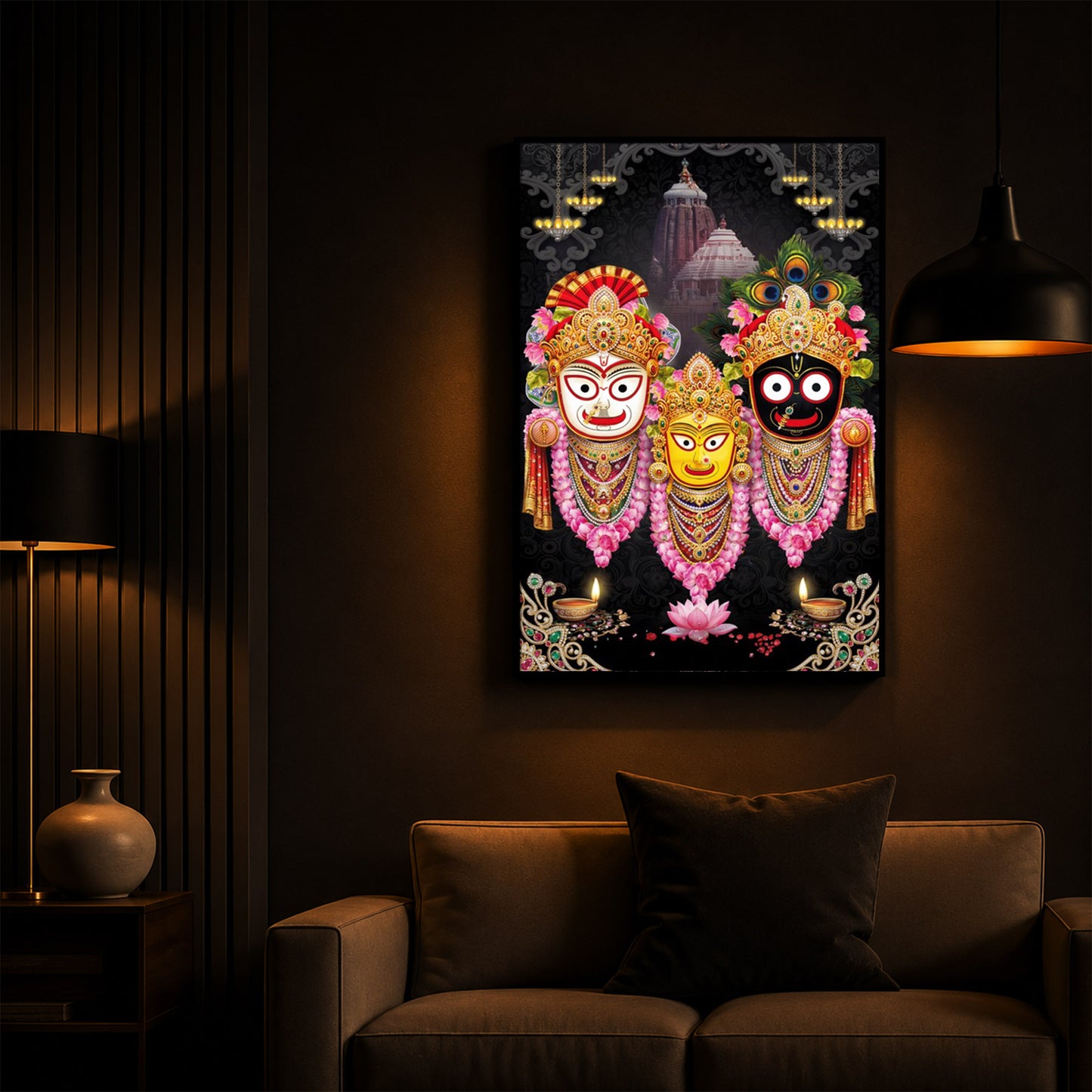 Lord Jagannath Modern Luxury Backlight Vertical Wall Art