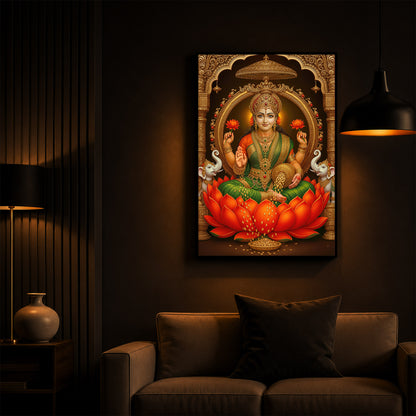 Mahalaxmi Ji Modern Luxury Backlight Vertical Wall Art