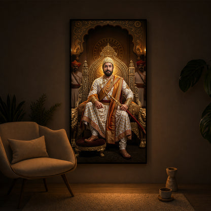 Shivaji Maharaj Modern Luxury Backlight Vertical Wall Art