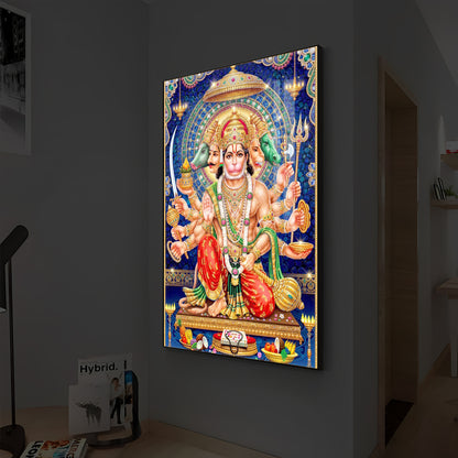 Panchamukhi Hanuman Ji Modern Luxury Backlight Vertical Wall Art