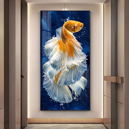 Golden Fish Premium Acrylic Vertical Wall Art