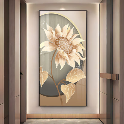 Modern Metal Sunflower Premium Acrylic Vertical Wall Art