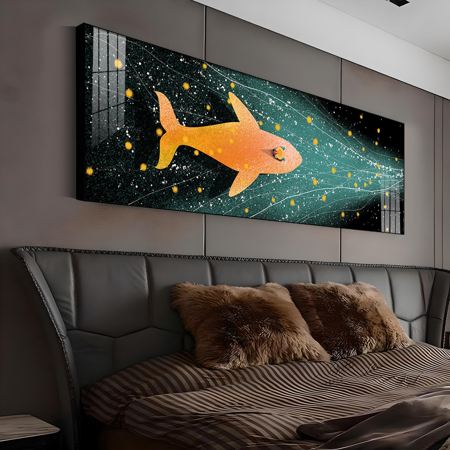 Stellar Swim Of Fish Premium Acrylic Horizontal Wall Art