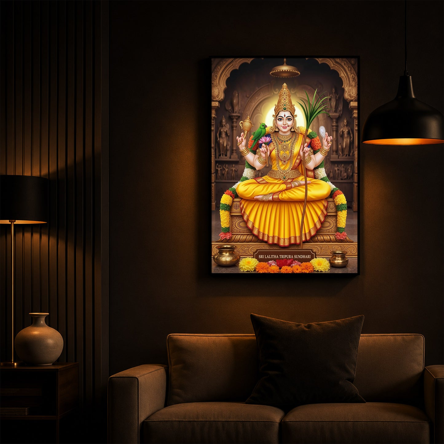 Sri Vidhya Sadhana Modern Luxury Backlight Vertical Wall Art