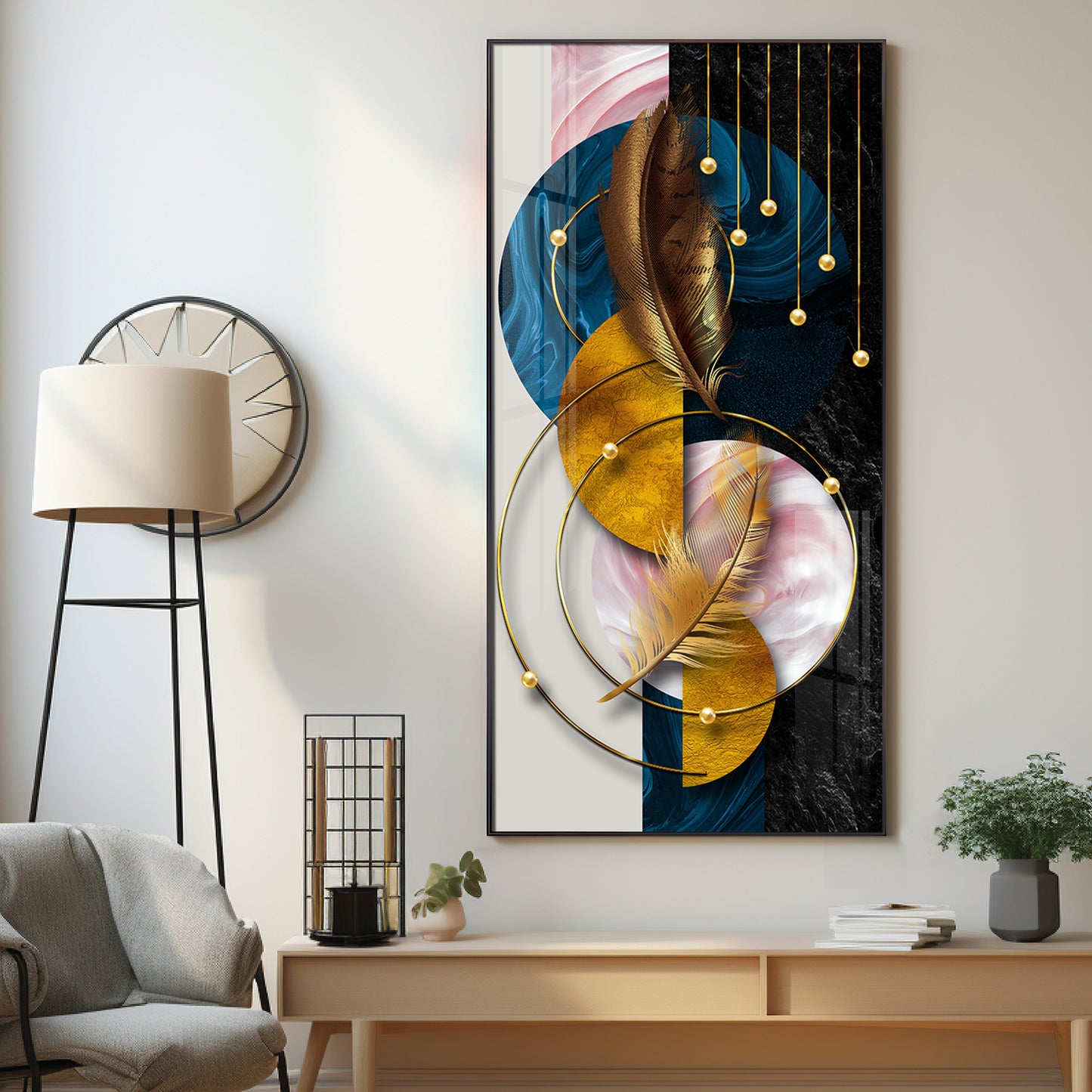 Luxurious Abstract Background With Feather Premium Acrylic Vertical Wall Art