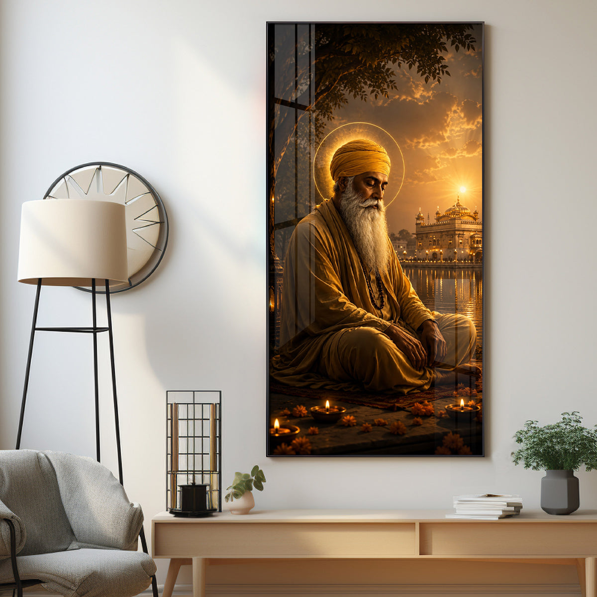 Divine Guru Nanak Ji Premium Acrylic Vertical Wall Art