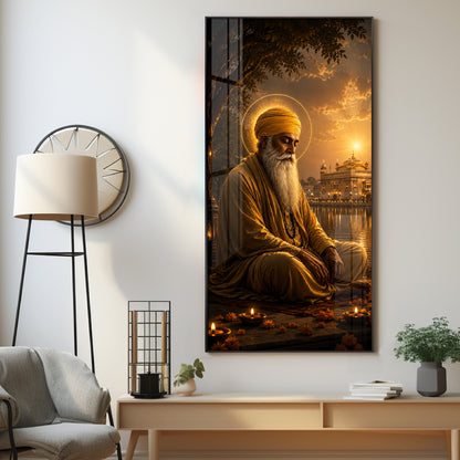 Divine Guru Nanak Ji Premium Acrylic Vertical Wall Art