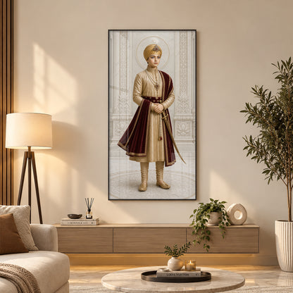 Young Sikh Guru Premium Acrylic Vertical Wall Art