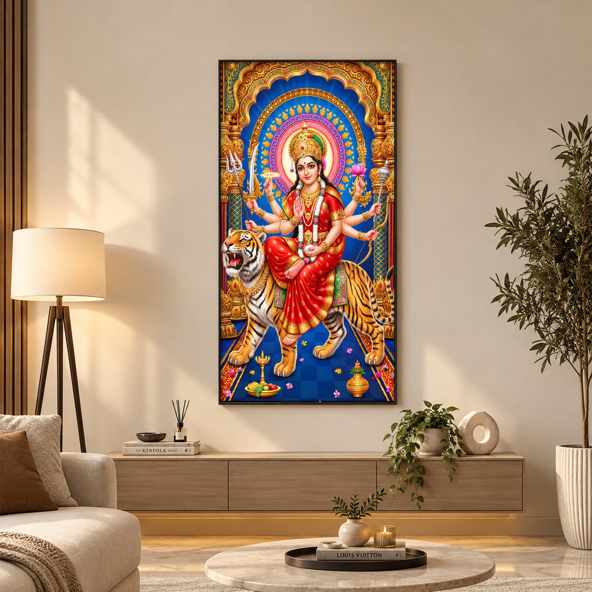 Goddess Durga Divine Premium Acrylic Vertical Wall Art
