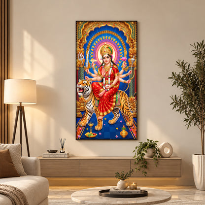 Goddess Durga Divine Premium Acrylic Vertical Wall Art
