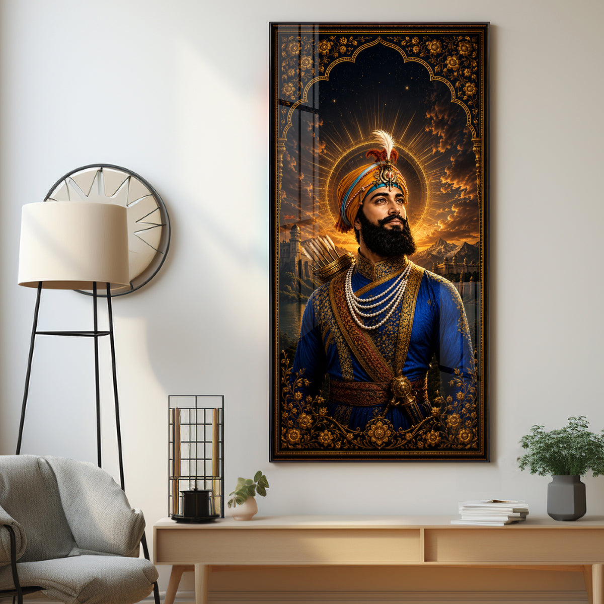 Guru Gobind Singh Ji Royal Blue Attire Premium Acrylic Vertical Wall Art