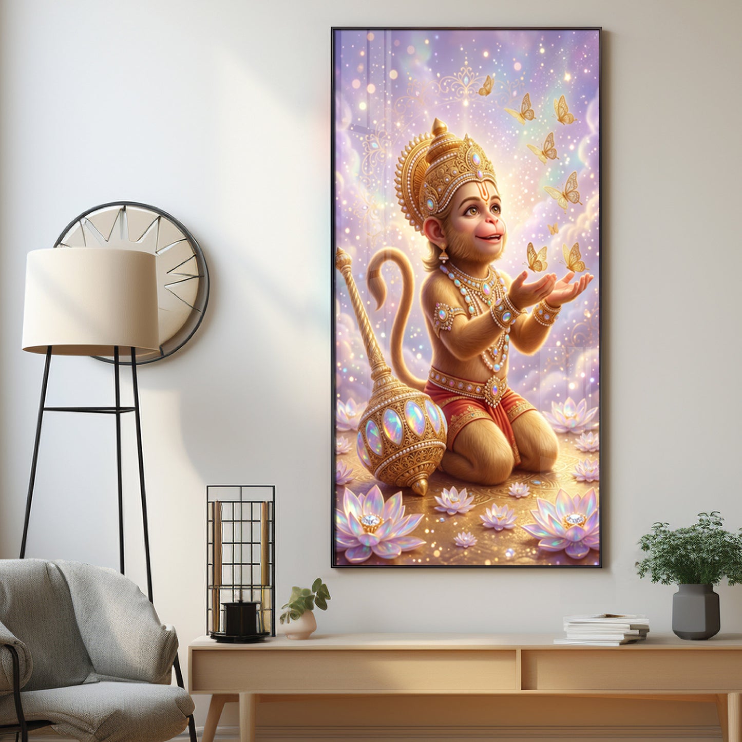 Bal Hanuman Ji Premium Acrylic Vertical Wall Art