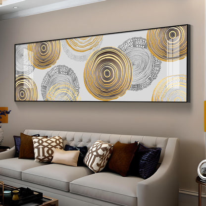 Elegant Gold and Black Rings Premium Acrylic Horizontal Wall Art