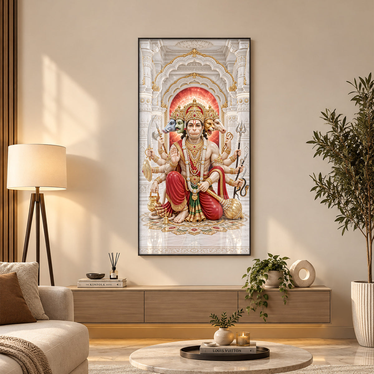 Panchmukhi Hanumanji Premium Acrylic Vertical Wall Art