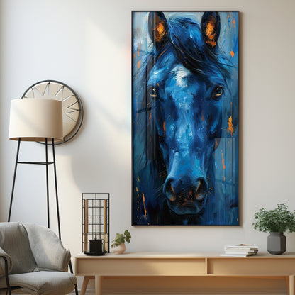 Blue Horse Premium Acrylic Vertical Wall Art
