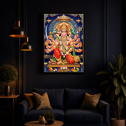Panchamukhi Hanuman Ji Modern Luxury Backlight Vertical Wall Art