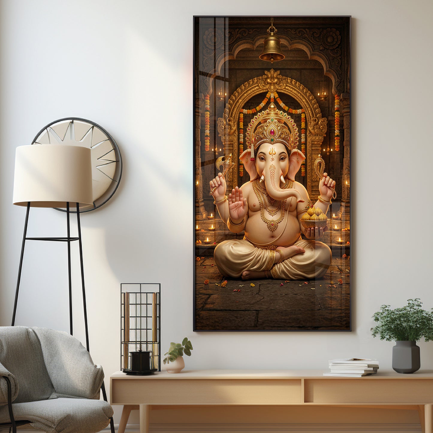 Lord Shree Ganesh Ji Premium Acrylic Vertical Wall Art