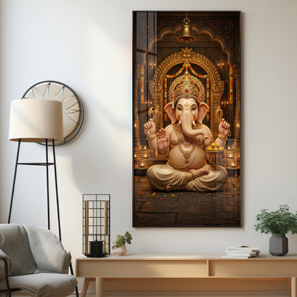 Lord Shree Ganesh Ji Premium Acrylic Vertical Wall Art