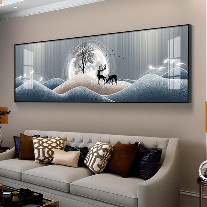 Black Deer In Night Premium Acrylic Horizontal Wall Art