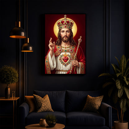 Holy God Christ The King Jesus Modern Luxury Backlight Vertical Wall Art