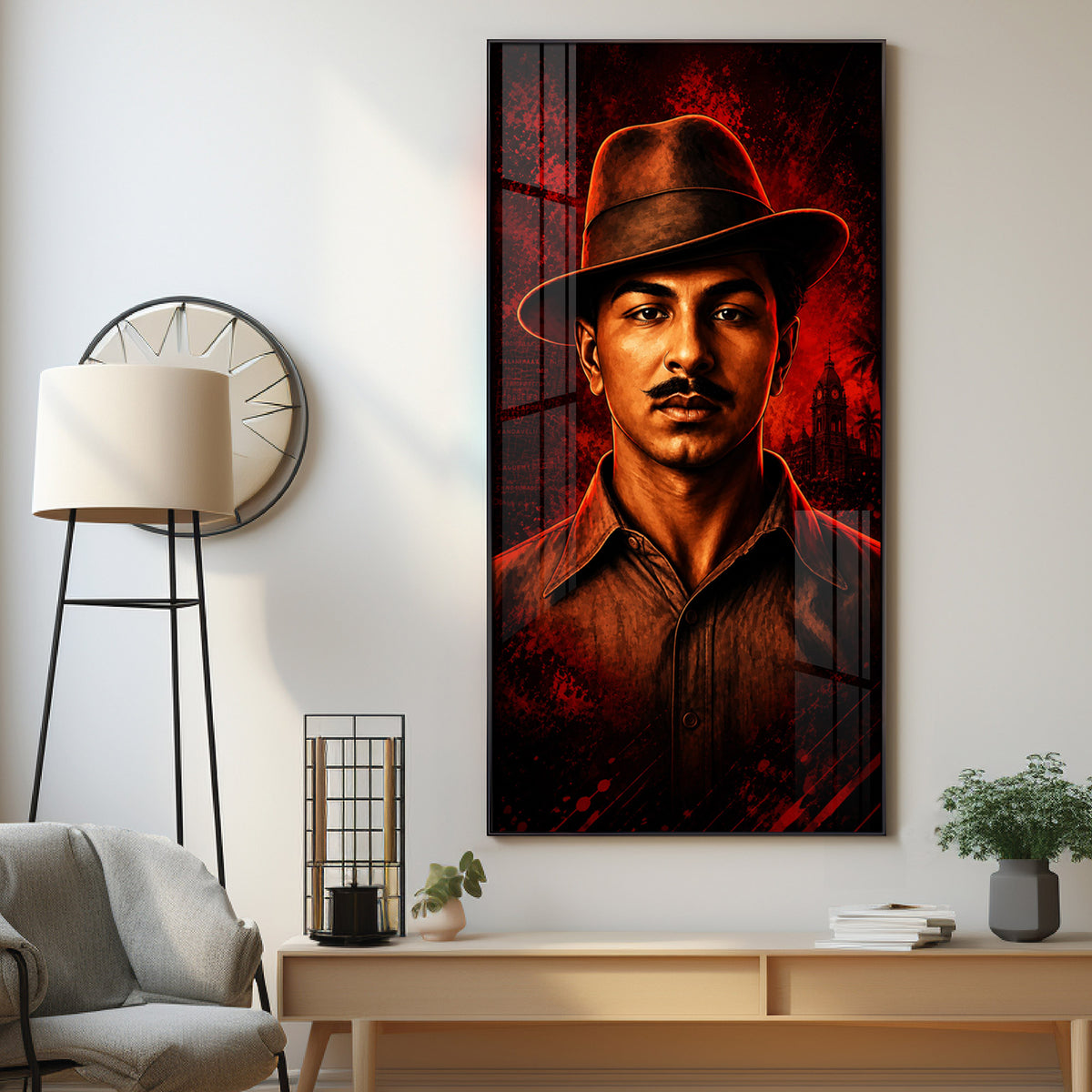 Revolutionary Shaheed Bhagat Singh Premium Acrylic Vertical Wall Art