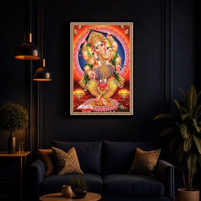Hindu Bhagwan Ganesh Ji Modern Luxury Backlight Vertical Wall Art
