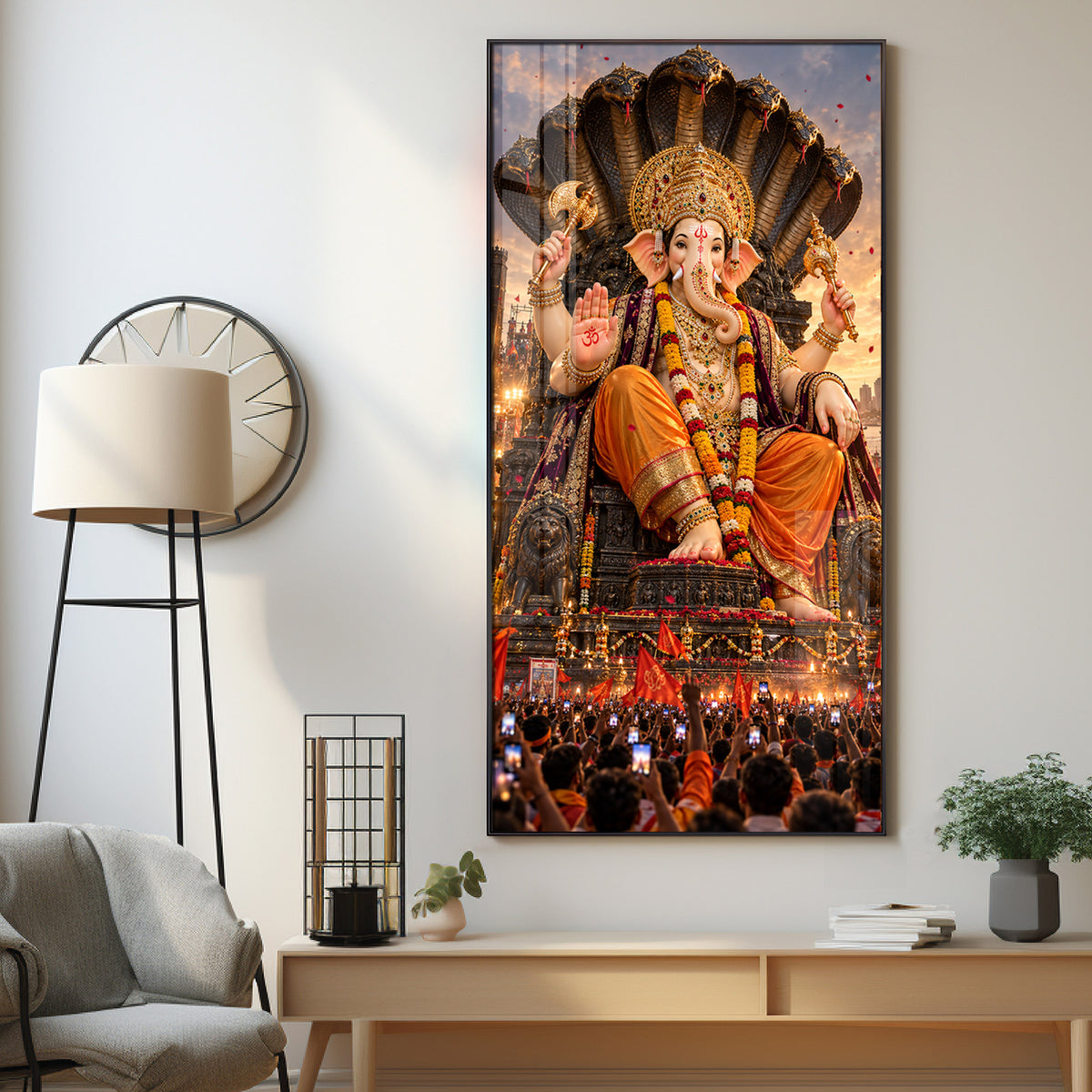 Lalbaugcha Raja Sheshnag Darshan Premium Acrylic Vertical Wall Art