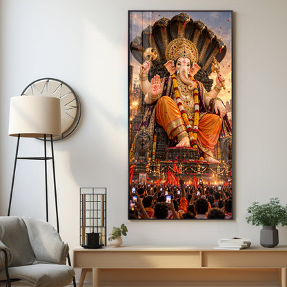 Lalbaugcha Raja Sheshnag Darshan Premium Acrylic Vertical Wall Art