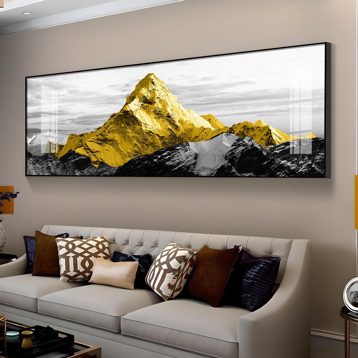 Elegant Yellow Mountains Premium Acrylic Horizontal Wall Art