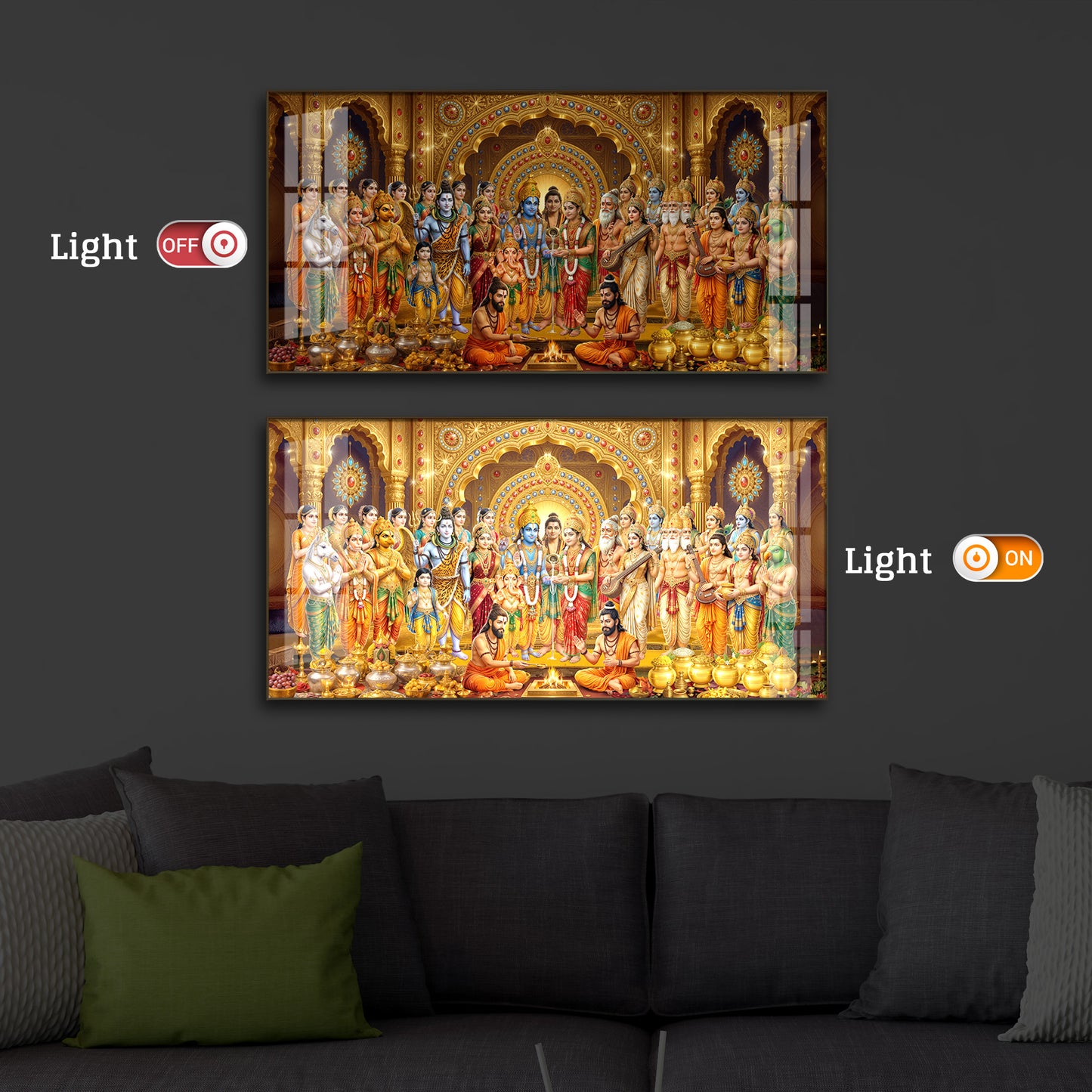 Divine Moment Of Shrinivasam Kalyanam Modern Luxury Backlight Horizontal Wall Art
