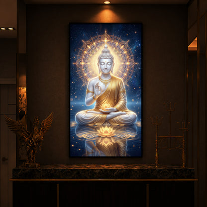 Blessings Of Buddha Modern Luxury Backlight Vertical Wall Art