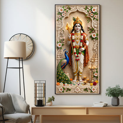 Hindu Deity Of War Lord Murugan Premium Acrylic Vertical Wall Art