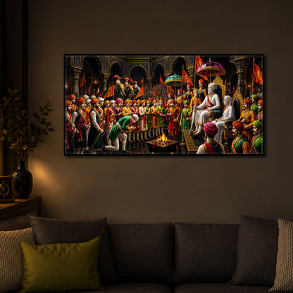 Chhatrapati Shivaji Maharaj Raj Darbar Modern Luxury Backlight Horizontal Wall Art