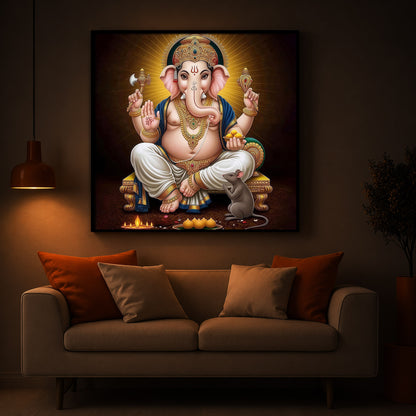 Shree Ganesh Modern Luxury Backlight Square Wall Art