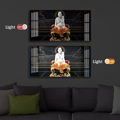 Swami Samarth Maharaj Modern Luxury Backlight Horizontal Wall Art