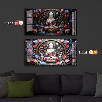 Colorful Buddha Modern Luxury Backlight Horizontal Wall Art
