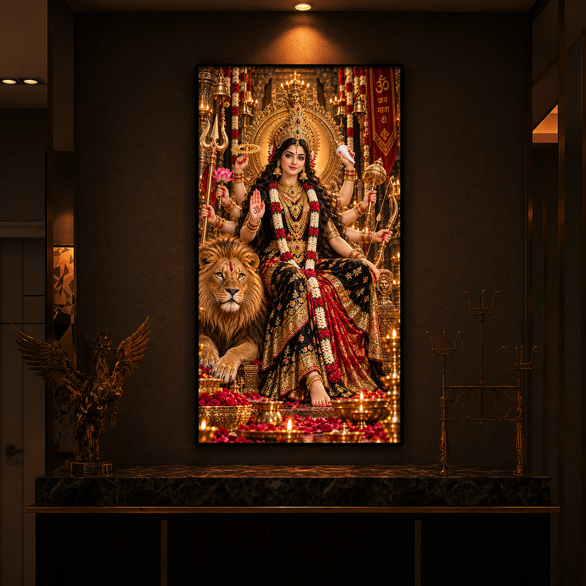 Maa Jagdamba Modern Luxury Backlight Vertical Wall Art