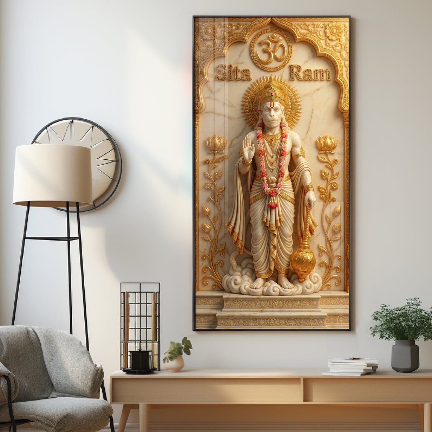Lord Hanuman's Premium Acrylic Vertical Wall Art