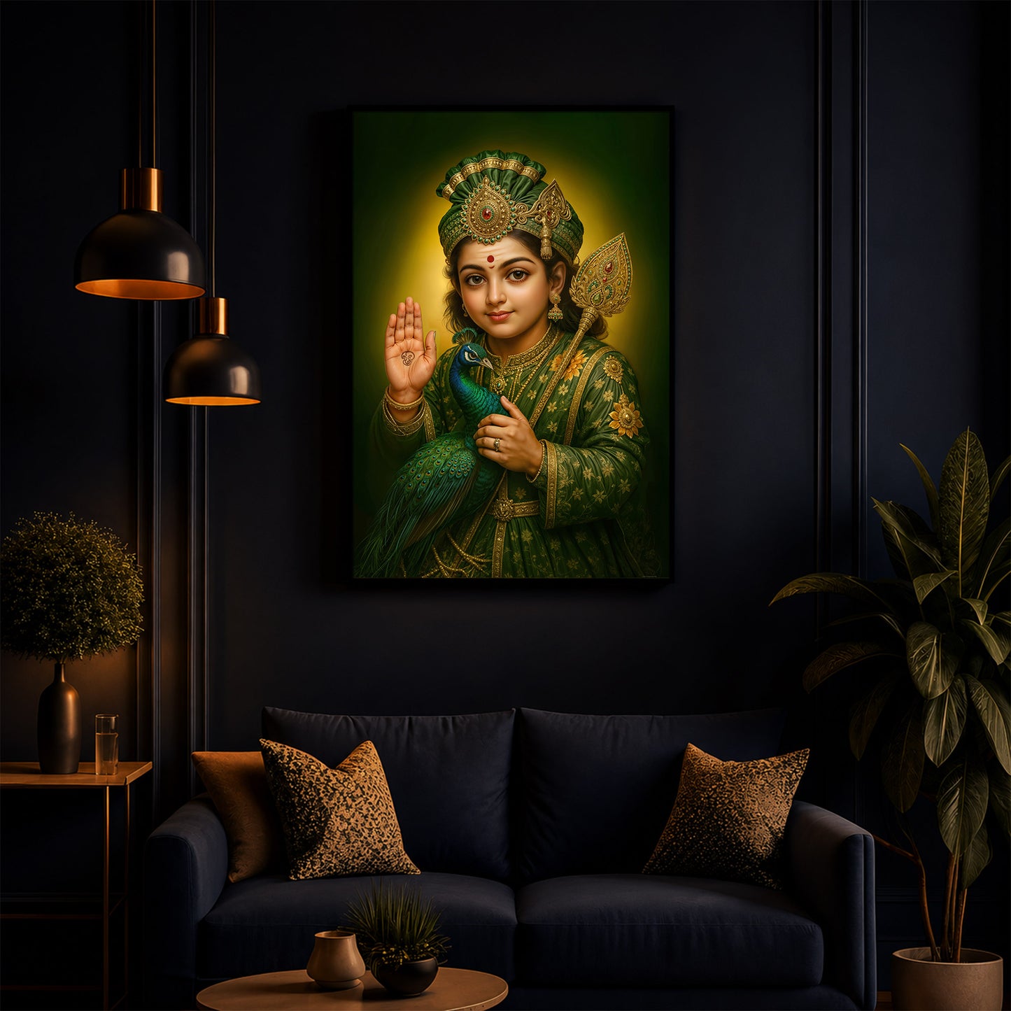Divine Lord Murugan Modern Luxury Backlight Vertical Wall Art