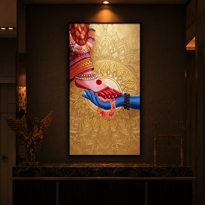 Shiv Shakti Modern Luxury Backlight Vertical Wall Art