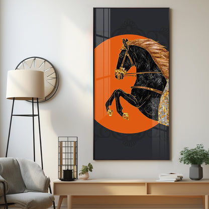 Black Horse Premium Acrylic Vertical Wall Art