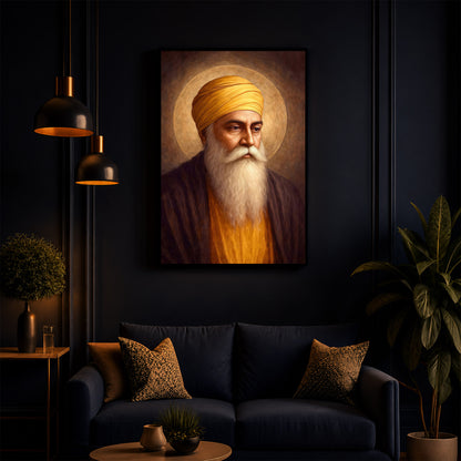Guru Nanak Dev Ji Modern Luxury Backlight Vertical Wall Art