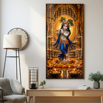 Divine Lord Krishna Premium Acrylic Vertical Wall Art