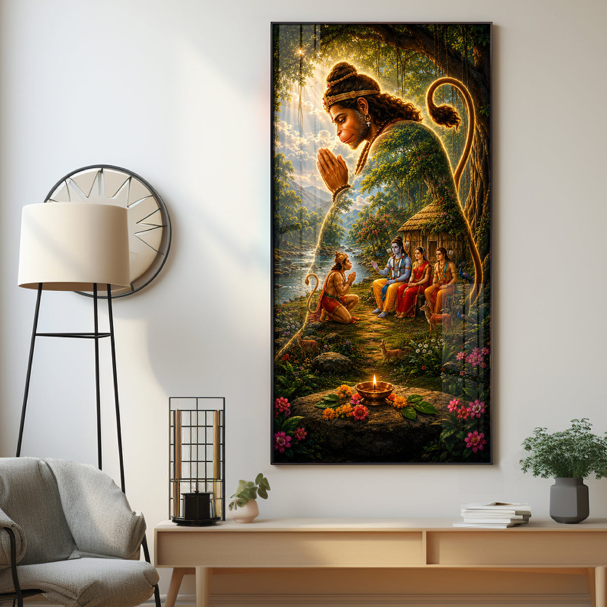 Lord Ram Sita Laxman With Hanuman Ji Premium Acrylic Vertical Wall Art