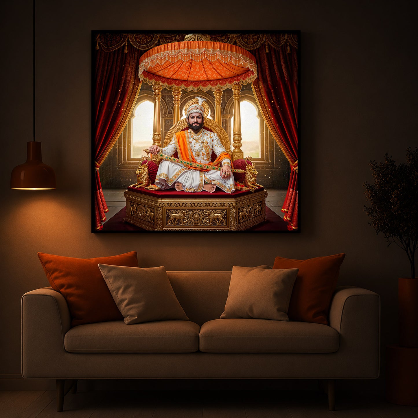 Rajyabhishek of Chattrapati Shivaji Maharaj Modern Luxury Backlight Square Wall Art